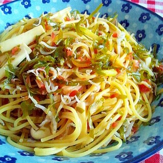 旨味凝集☆ちりめんときざみ昆布の和風パスタ